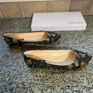 Nine West camouflage metallic flats! 8.5 BWT